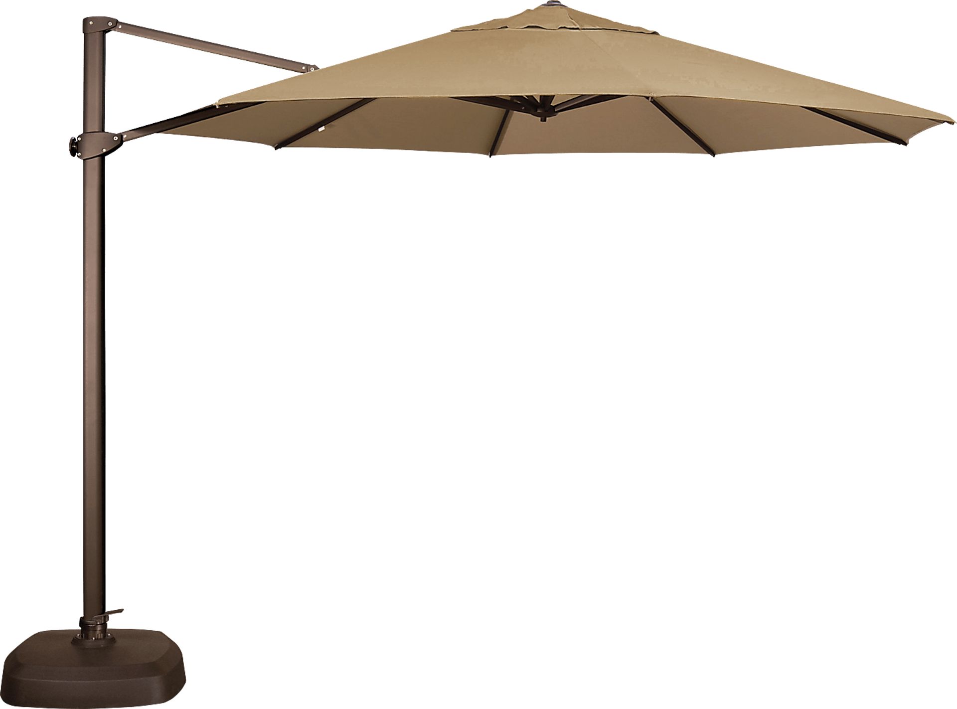 La Mesa Cove 11' Octagon Heather Beige Outdoor Cantilever Umbrella with Base and Stand - Image 1