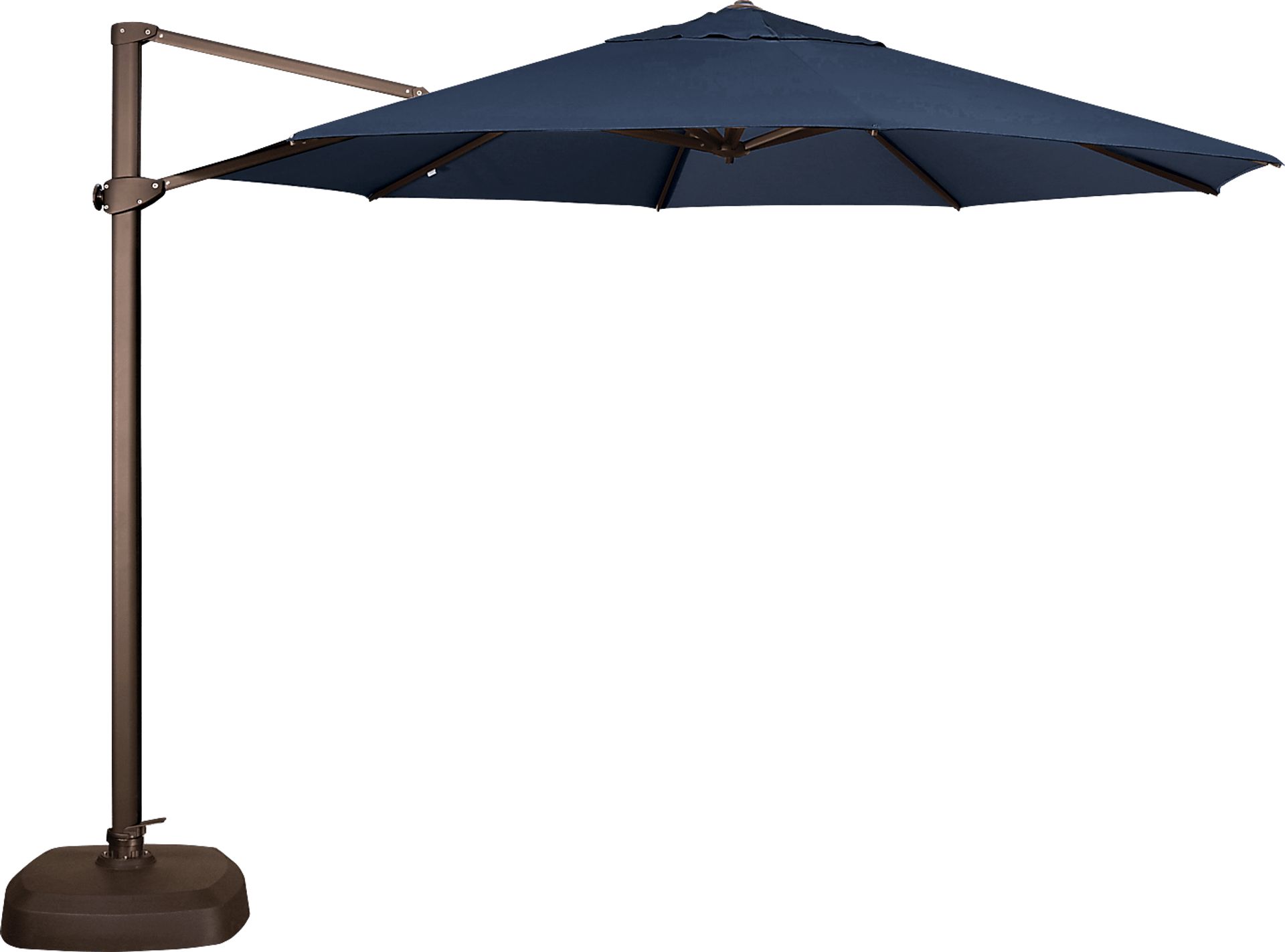 La Mesa Cove 11' Octagon Navy Outdoor Cantilever Umbrella with Base and Stand - Image 1