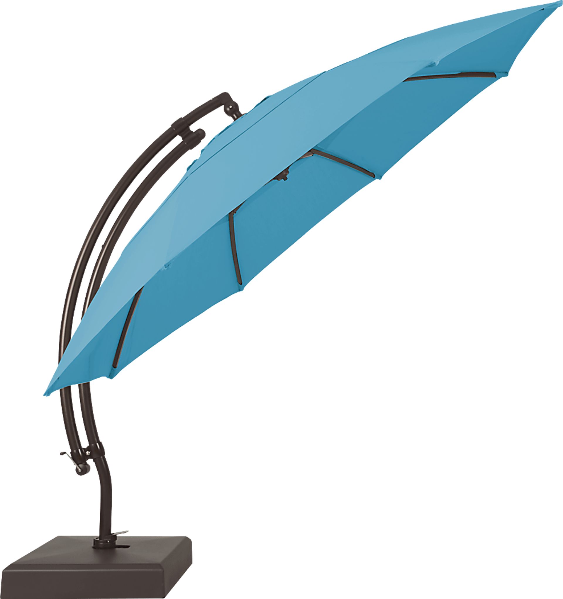 La Mesa Cove 13' Aruba Outdoor Curve Cantilever Umbrella with Base with Drumlin Vega Light - Image 3