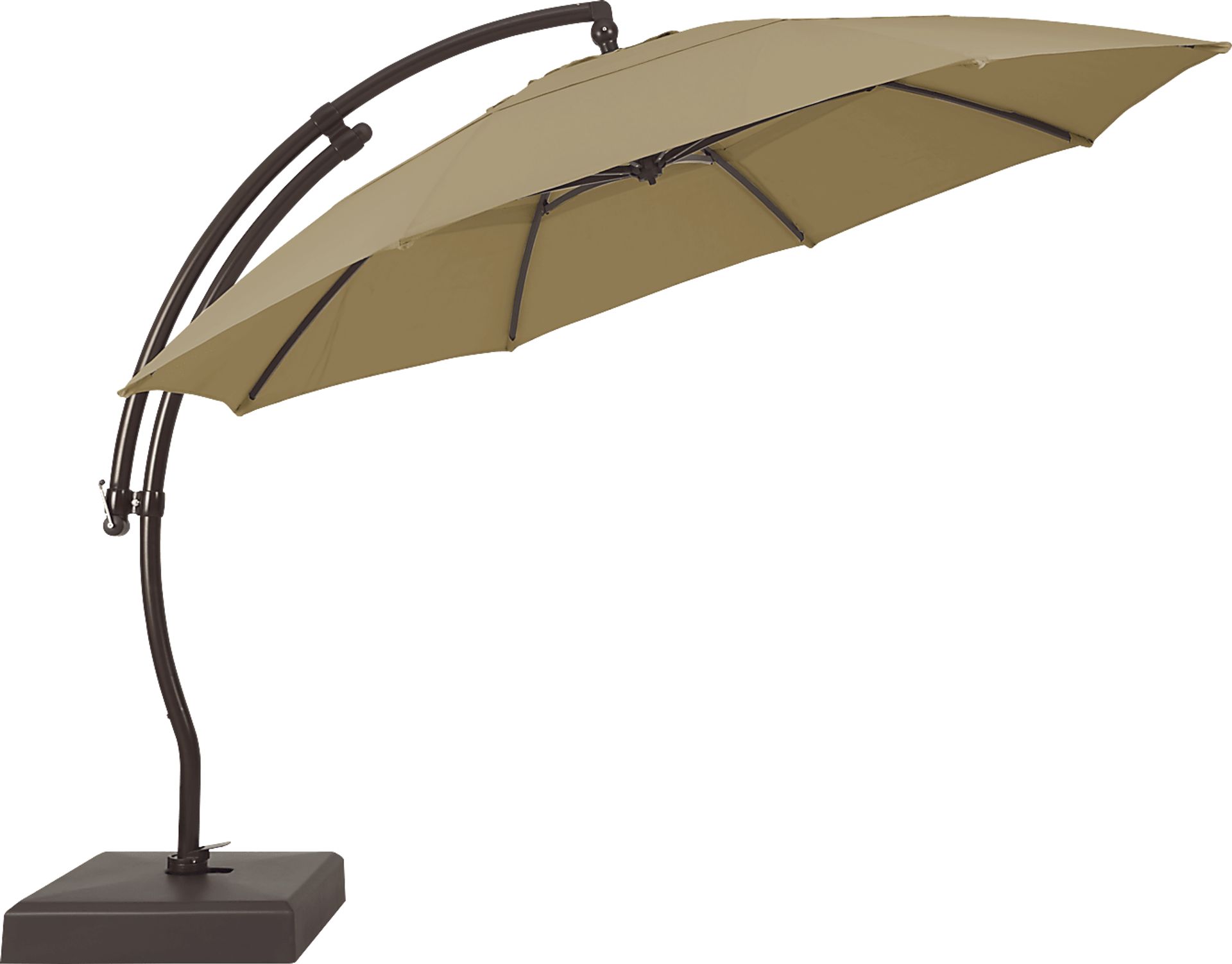 La Mesa Cove 13' Heather Beige Outdoor Curve Cantilever Umbrella with Base and Stand - Image 2