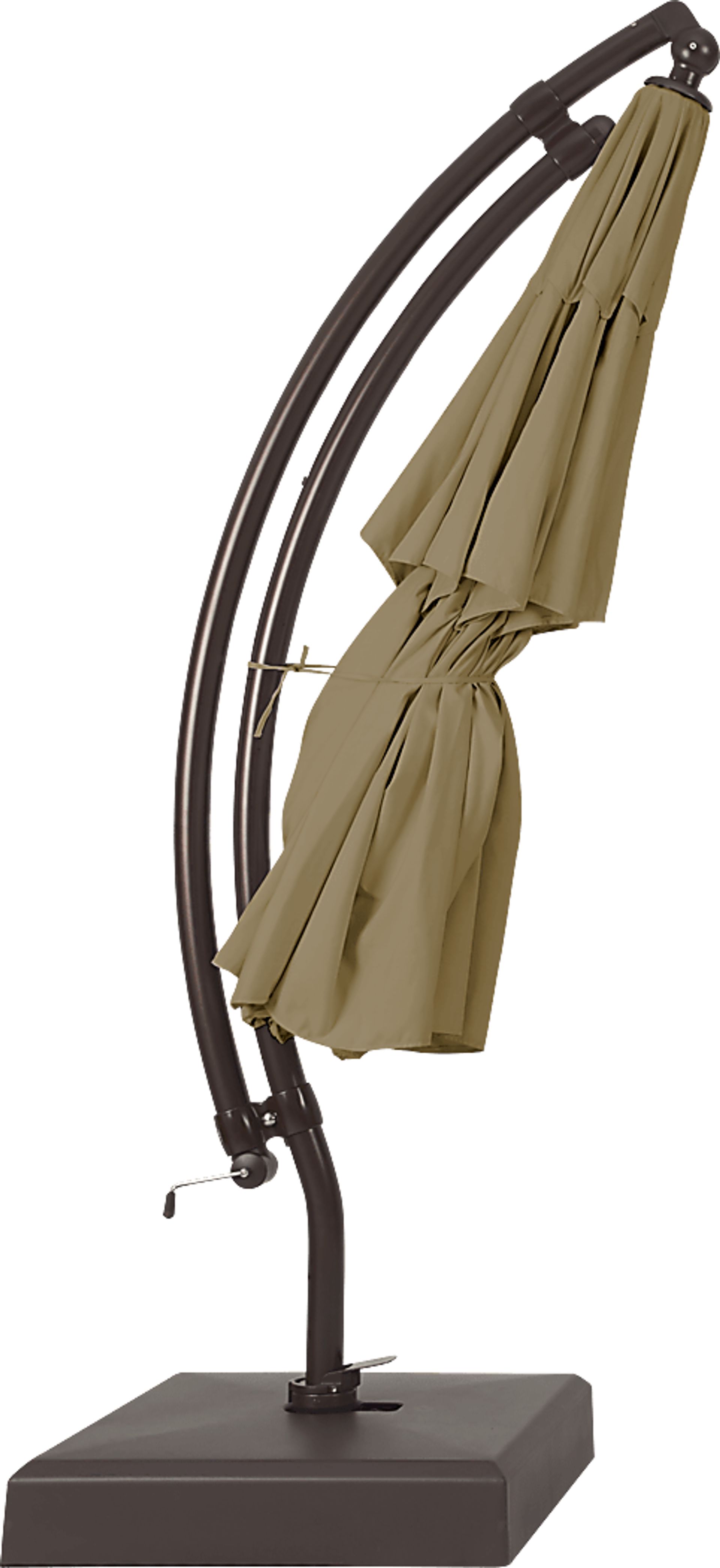 La Mesa Cove 13' Heather Beige Outdoor Curve Cantilever Umbrella with Base and Stand - Image 4