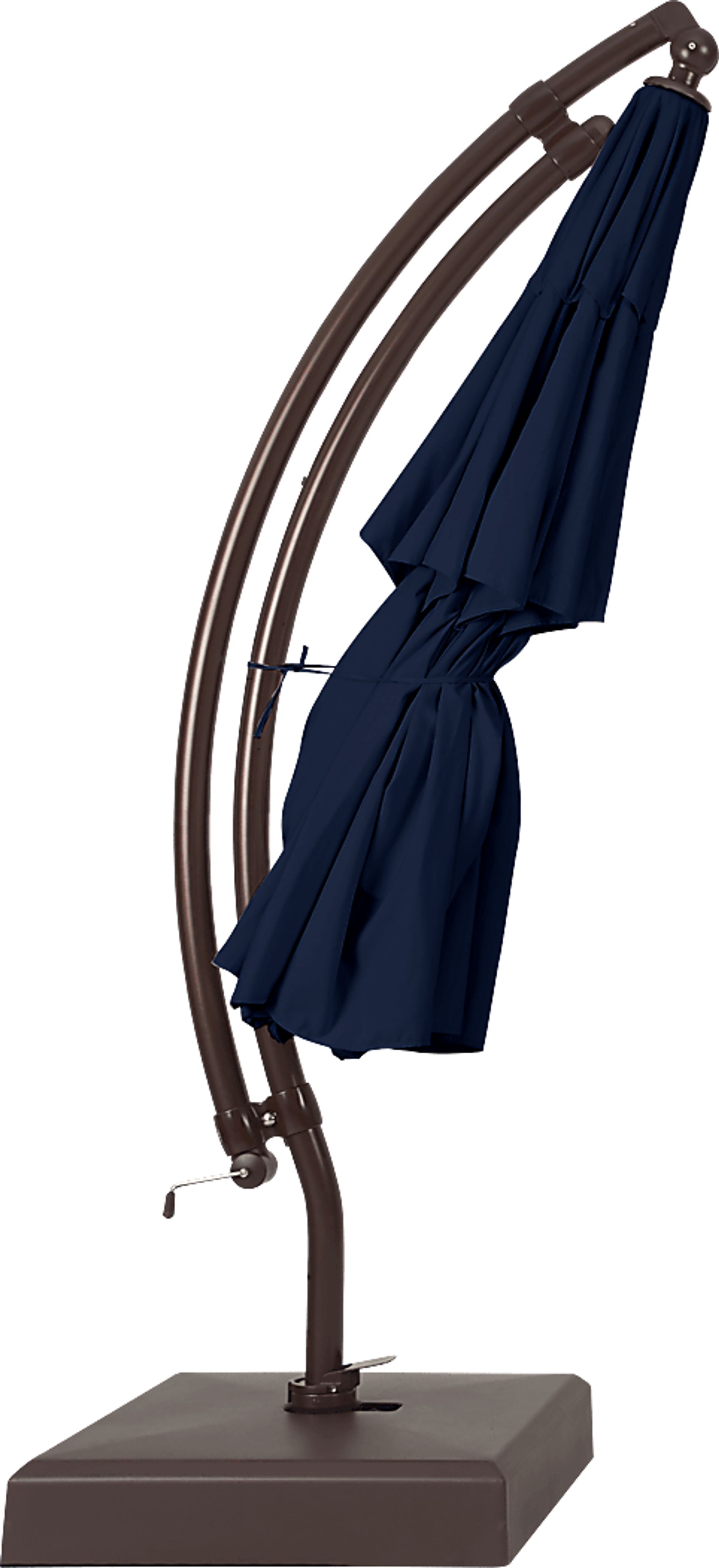 La Mesa Cove 13' Navy Outdoor Curve Cantilever Umbrella with Base and Stand - Image 4