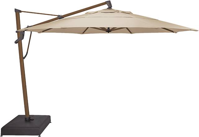 La Mesa Cove 13' Octagon Flax Outdoor Cantilever Umbrella with Rolling Base - Thumbnail - Image 1