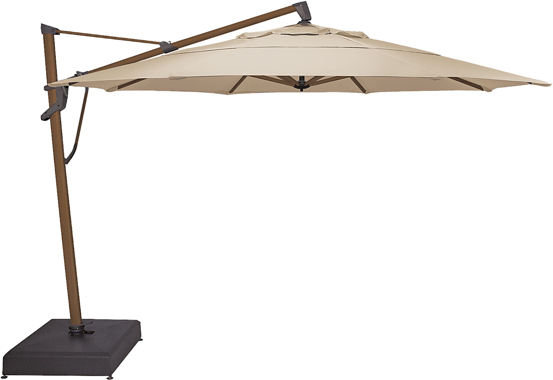 La Mesa Cove 13' Octagon Flax Outdoor Cantilever Umbrella with Rolling Base - Image 1