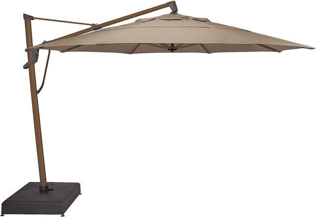 La Mesa Cove 13' Octagon Heather Beige Outdoor Cantilever Umbrella with Rolling Base - Thumbnail - Image 1