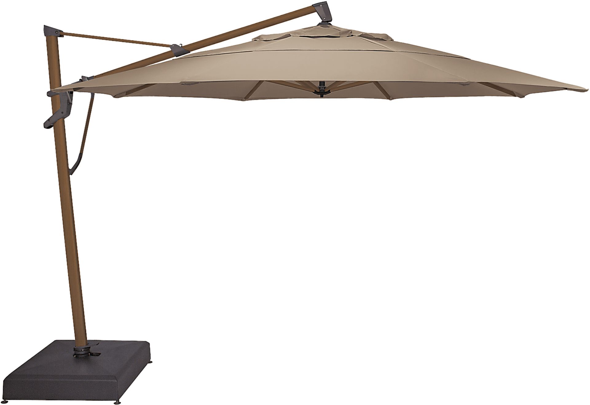La Mesa Cove 13' Octagon Heather Beige Outdoor Cantilever Umbrella with Rolling Base - Image 1