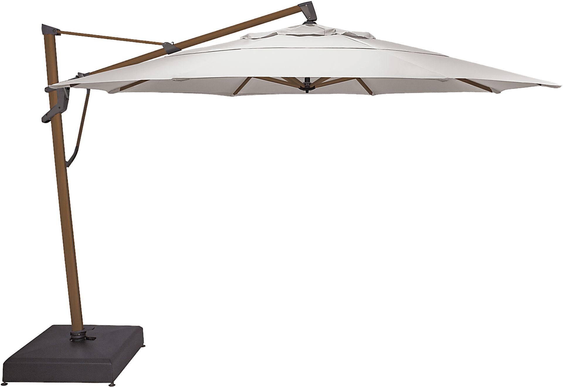 La Mesa Cove 13' Octagon Natural Outdoor Cantilever Umbrella with Base - Image 1