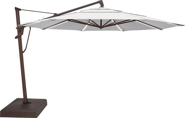 La Mesa Cove 13' Octagon Natural Outdoor Lighted Cantilever Umbrella with Base and Battery