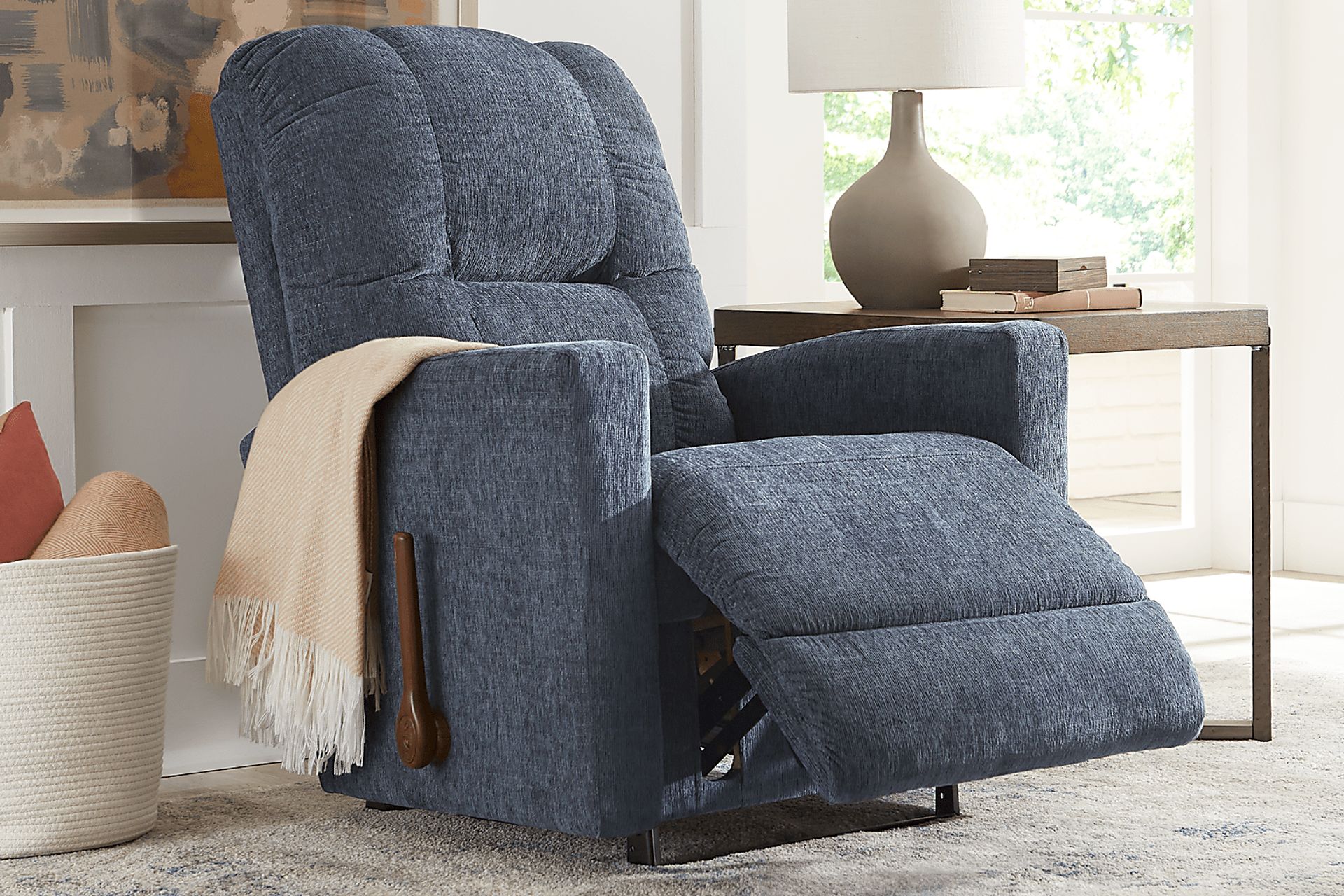 La Z Boy Casey II Blue Polyester Fabric Wall Recliner Rooms to Go