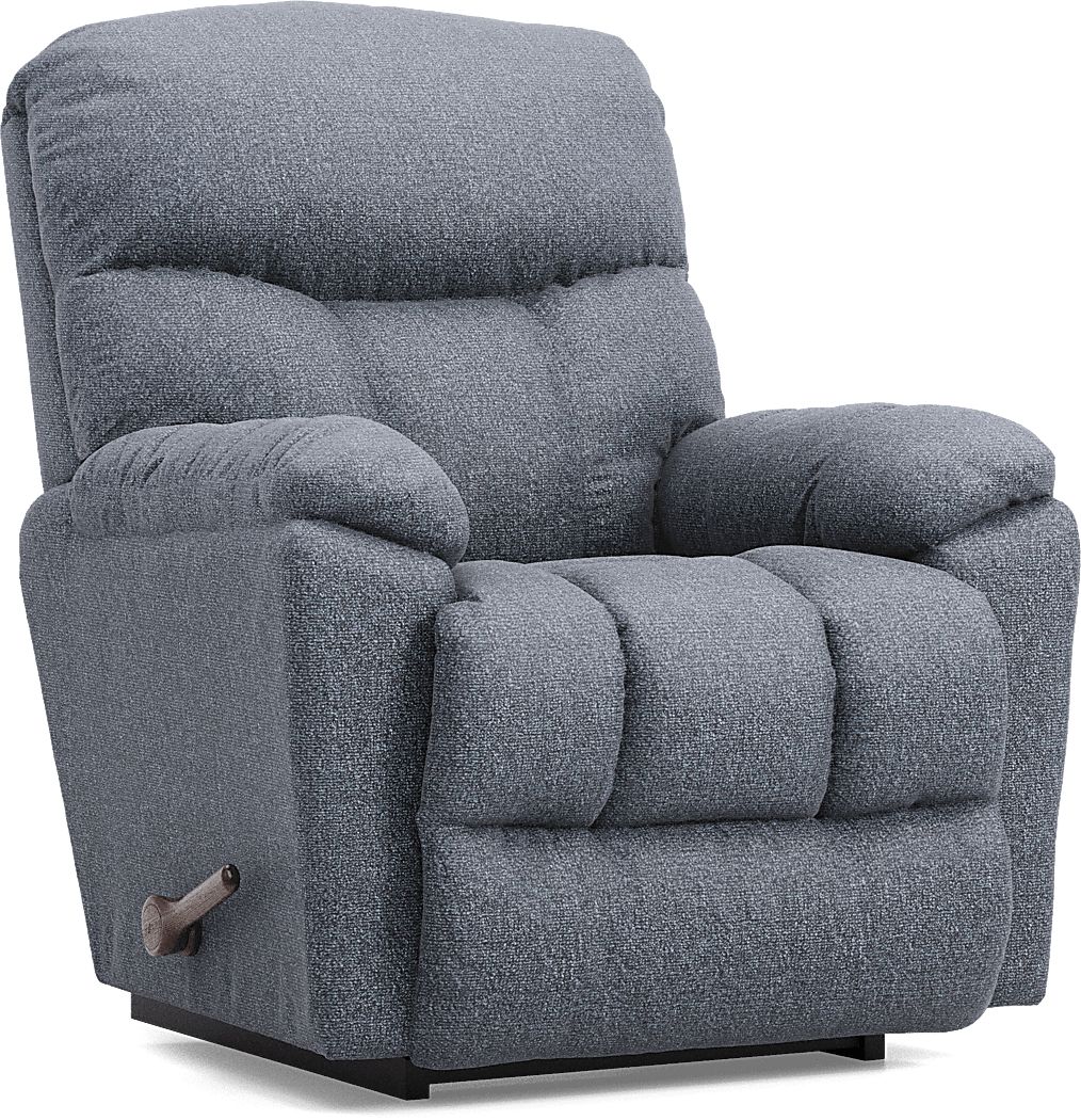 La Z Boy Morrison I Slate Blue Polyester Fabric Rocker Recliner