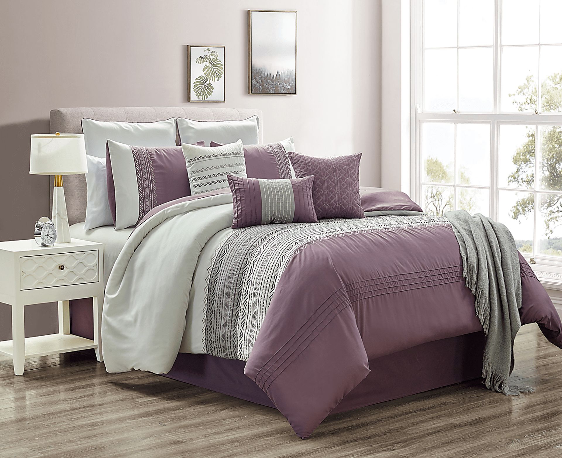 Lacia Plum 10 Pc Queen Comforter Set - Image 1