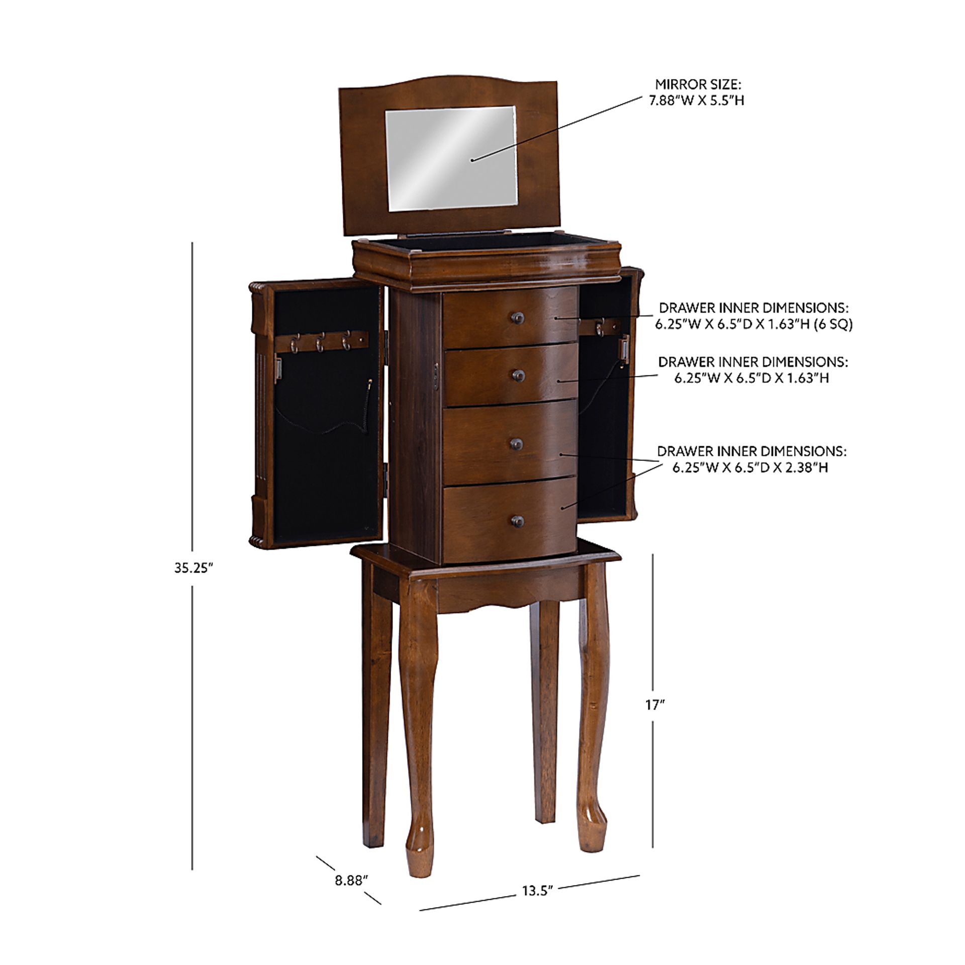 Lackyland Brown Jewelry Armoire - Image 15