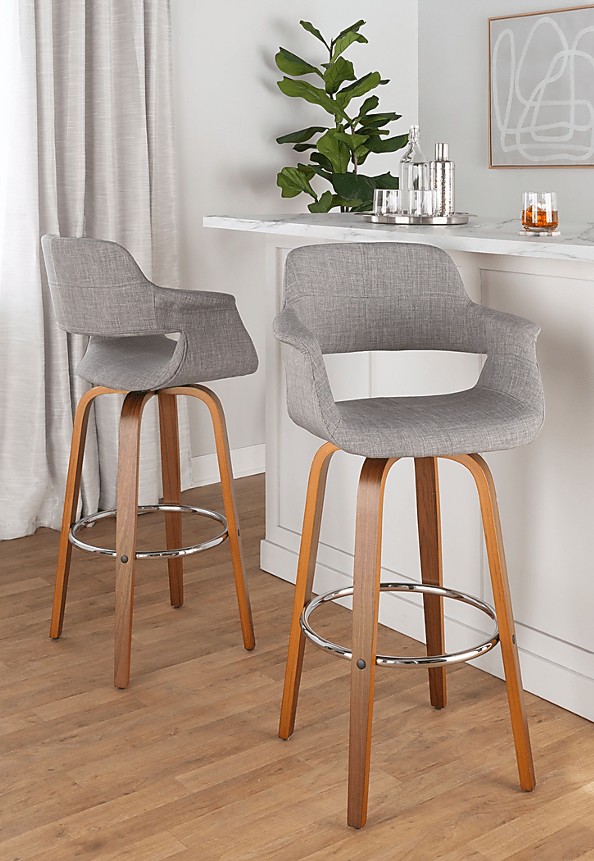 Lafanete VI Gray Swivel Barstool, Set of 2 - Image 9