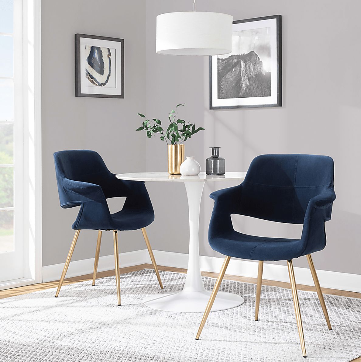 Lafanette I Blue Arm Chair, Set of 2