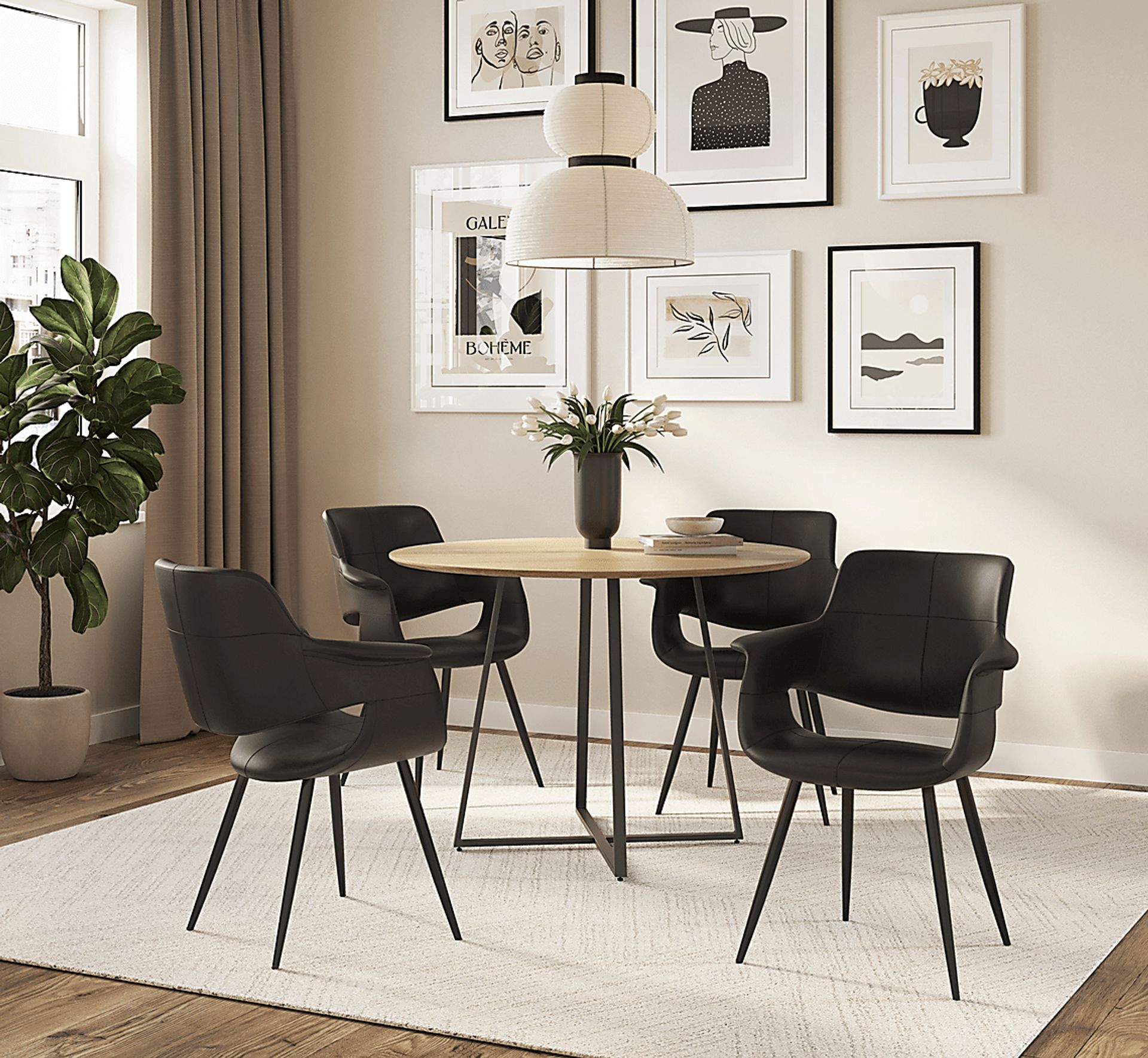 Lafanette II Black Arm Chair, Set of 2 - Image 3