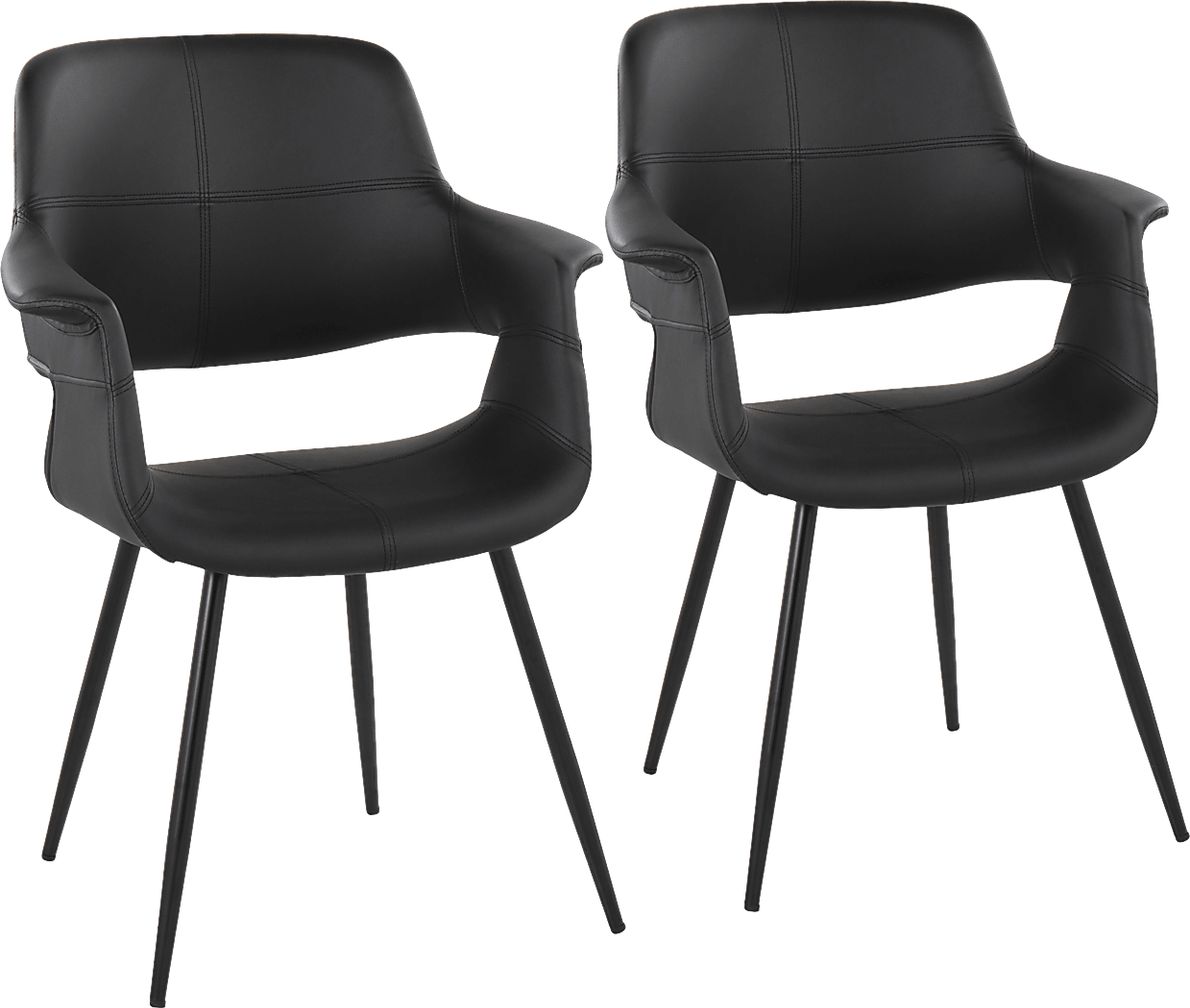 Lafanette II Black Arm Chair, Set of 2