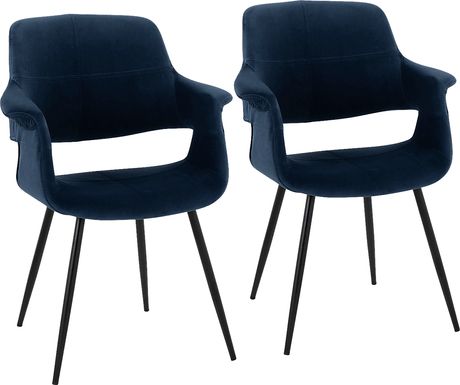 Lafanette II Blue Arm Chair, Set of 2