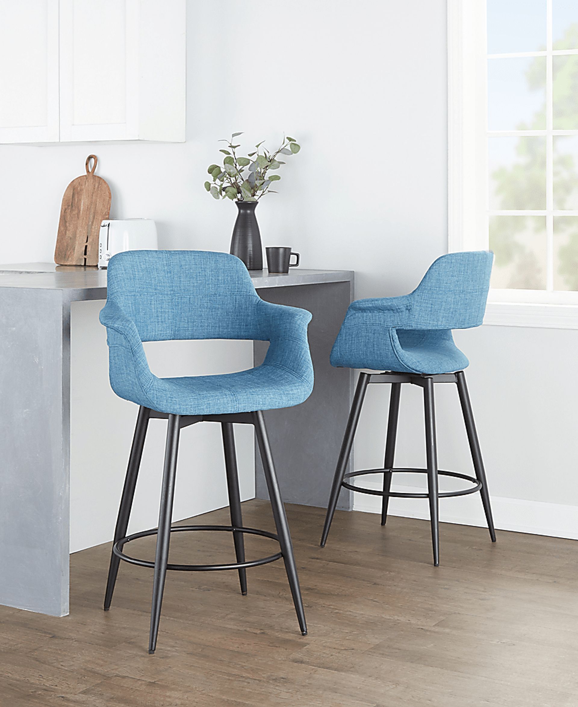 Lafanette II Blue Swivel Counter Height Stool, Set of 2 - Image 2