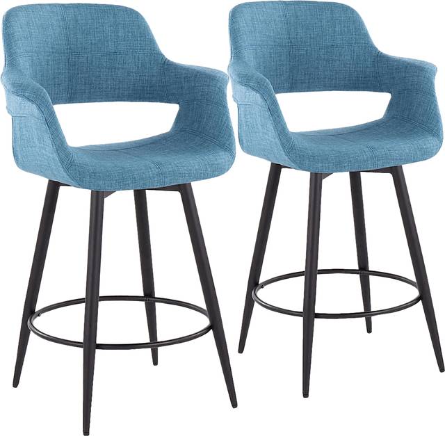 Lafanette II Blue Swivel Counter Height Stool, Set of 2 - Thumbnail - Image 1