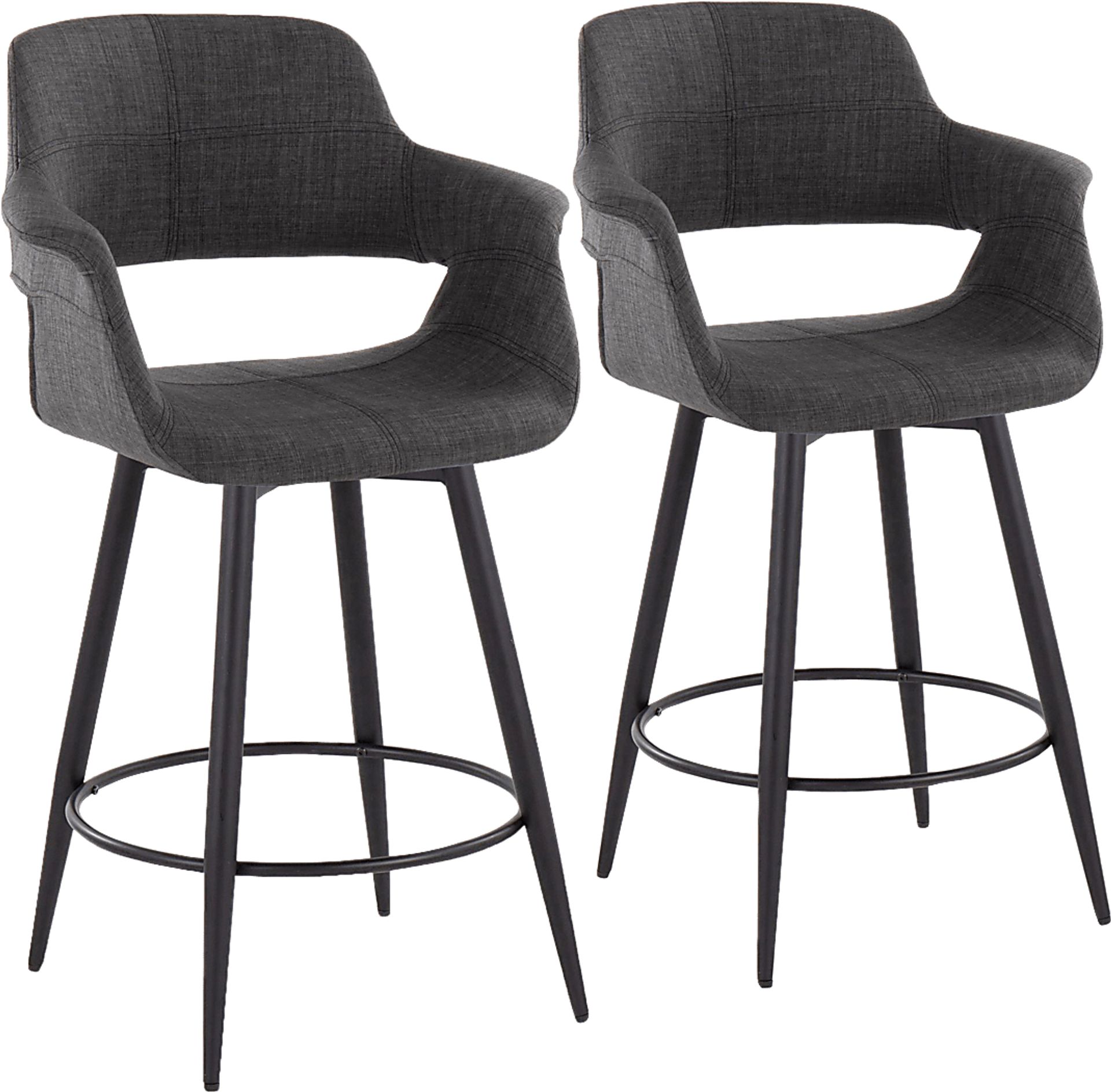 Lafanette II Charcoal Swivel Counter Height Stool, Set of 2 - Image 1