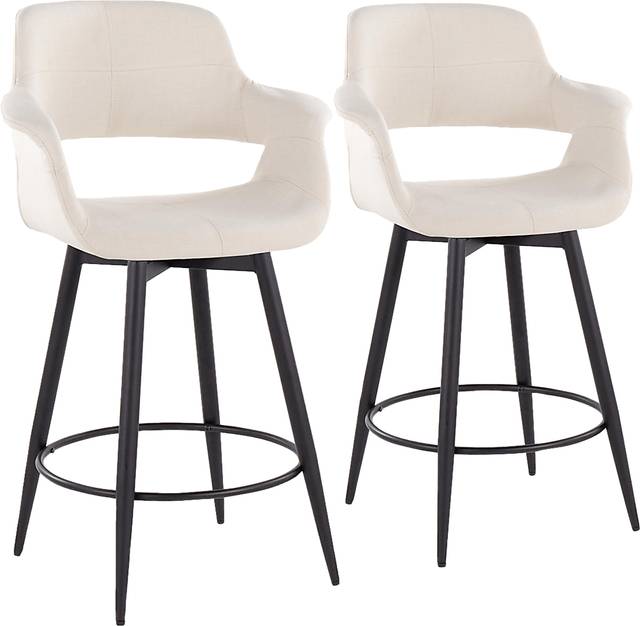 Lafanette II Cream Swivel Counter Height Stool, Set of 2 - Thumbnail - Image 1
