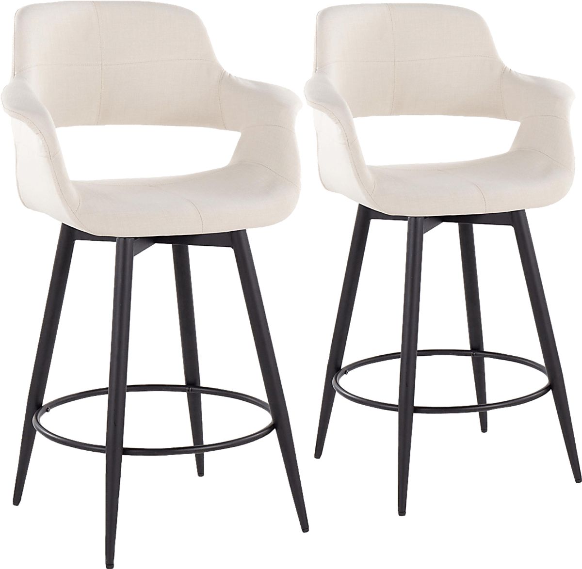 Lafanette II Black Black,Colors Cream Beige Swivel Barstool - Rooms To Go