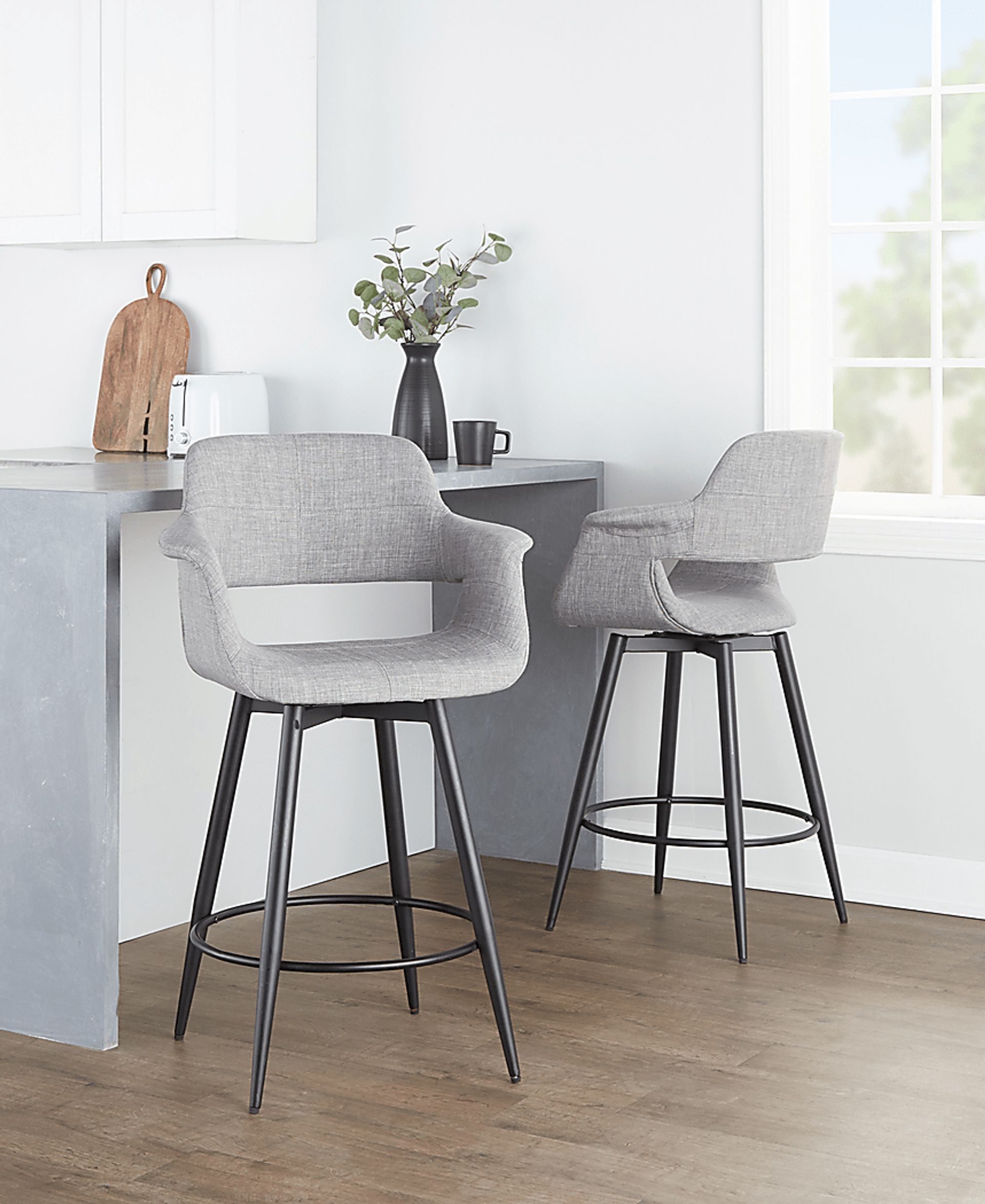 Lafanette II Gray Swivel Counter Height Stool, Set of 2 - Image 2