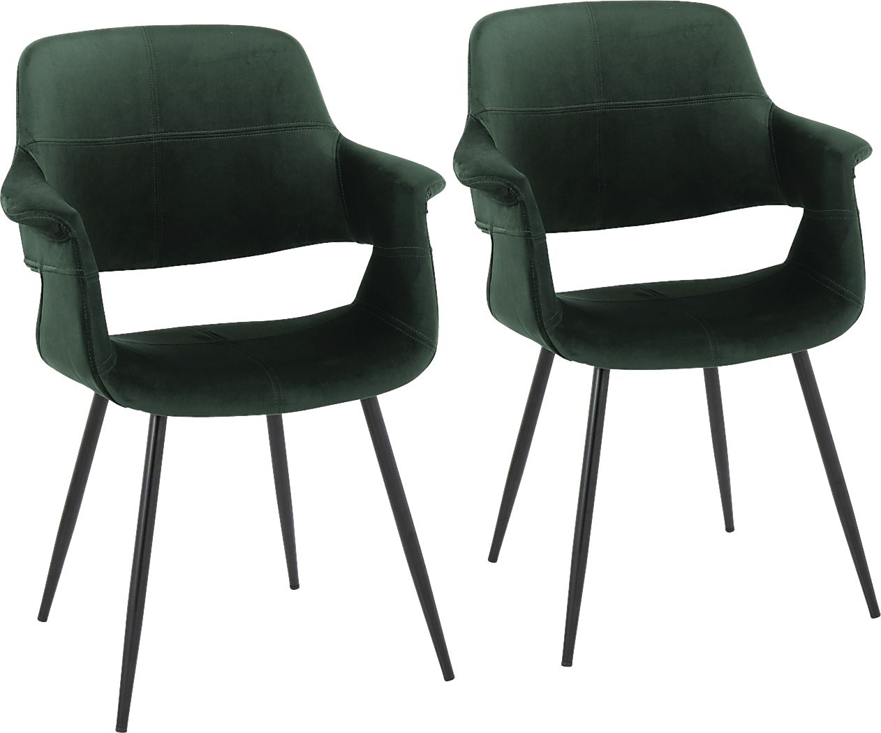 Lafanette II Green Arm Chair, Set of 2