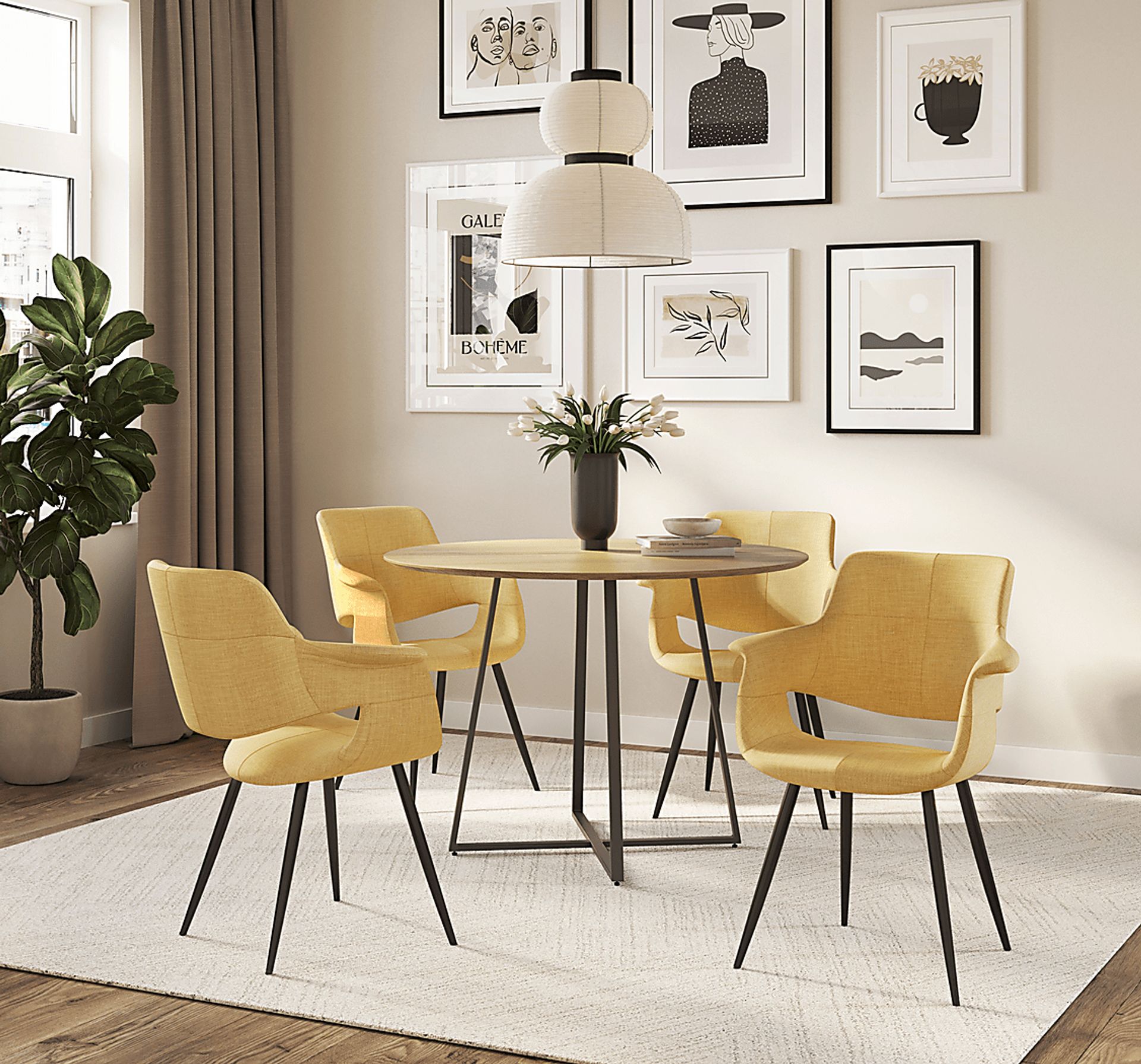 Lafanette II Yellow Arm Chair, Set of 2 - Image 2
