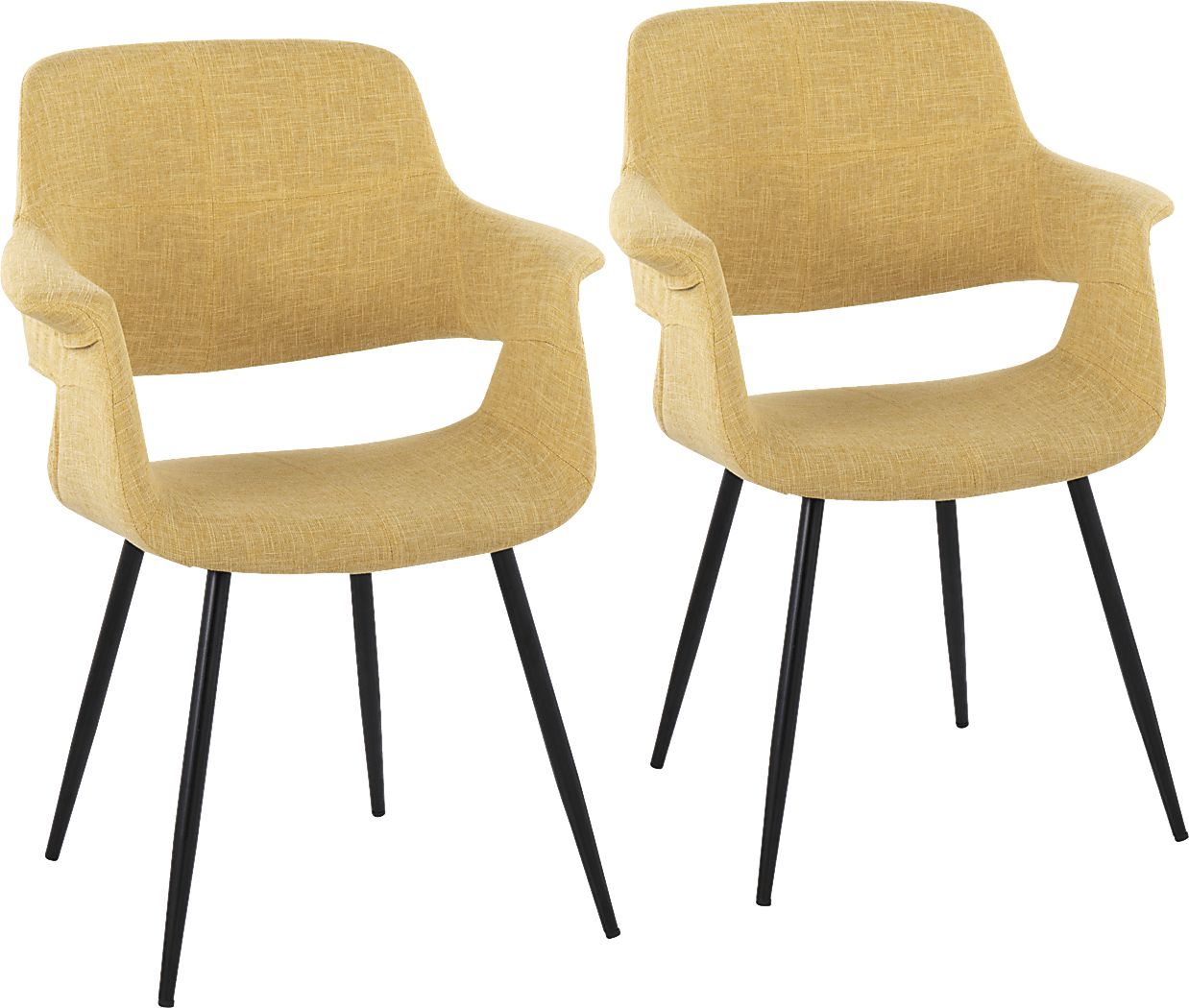 Lafanette II Yellow Arm Chair, Set of 2