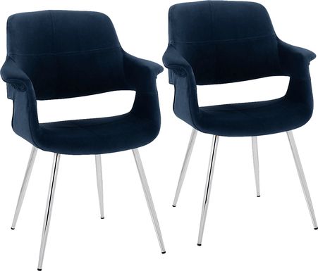 Lafanette III Blue Arm Chair, Set of 2