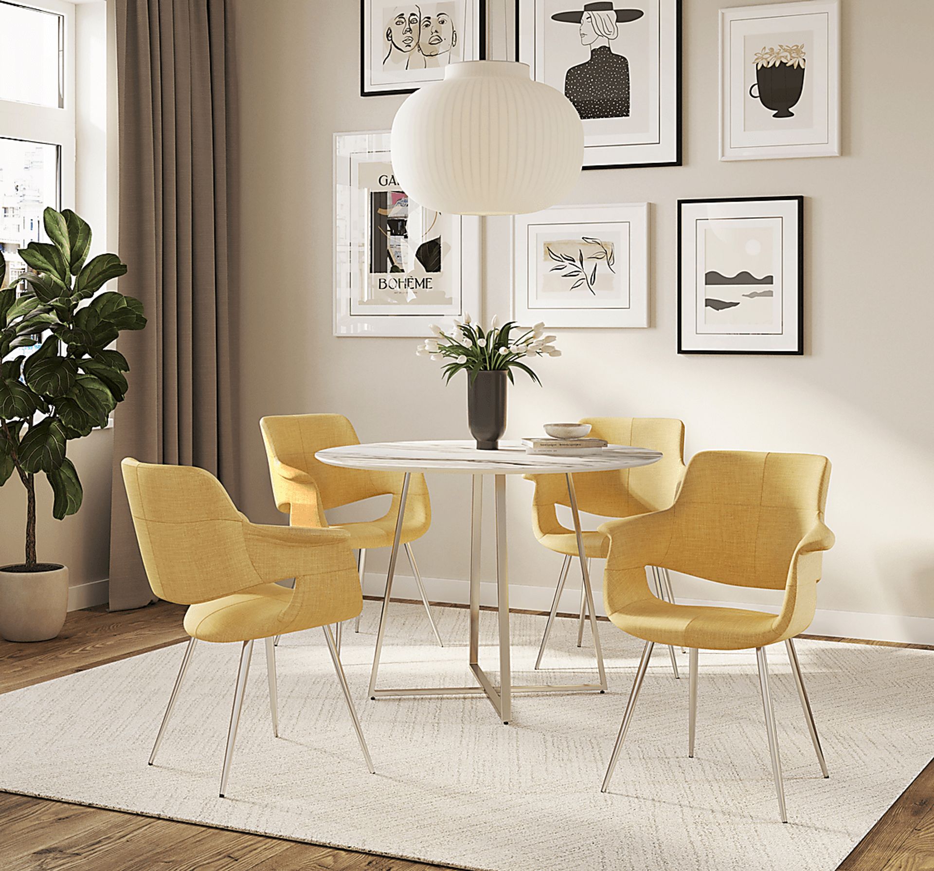Lafanette III Yellow Arm Chair, Set of 2 - Image 3