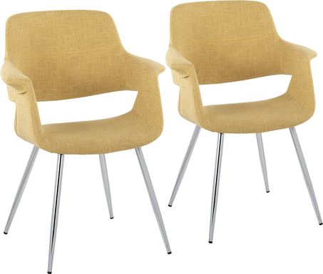 Lafanette III Yellow Arm Chair, Set of 2