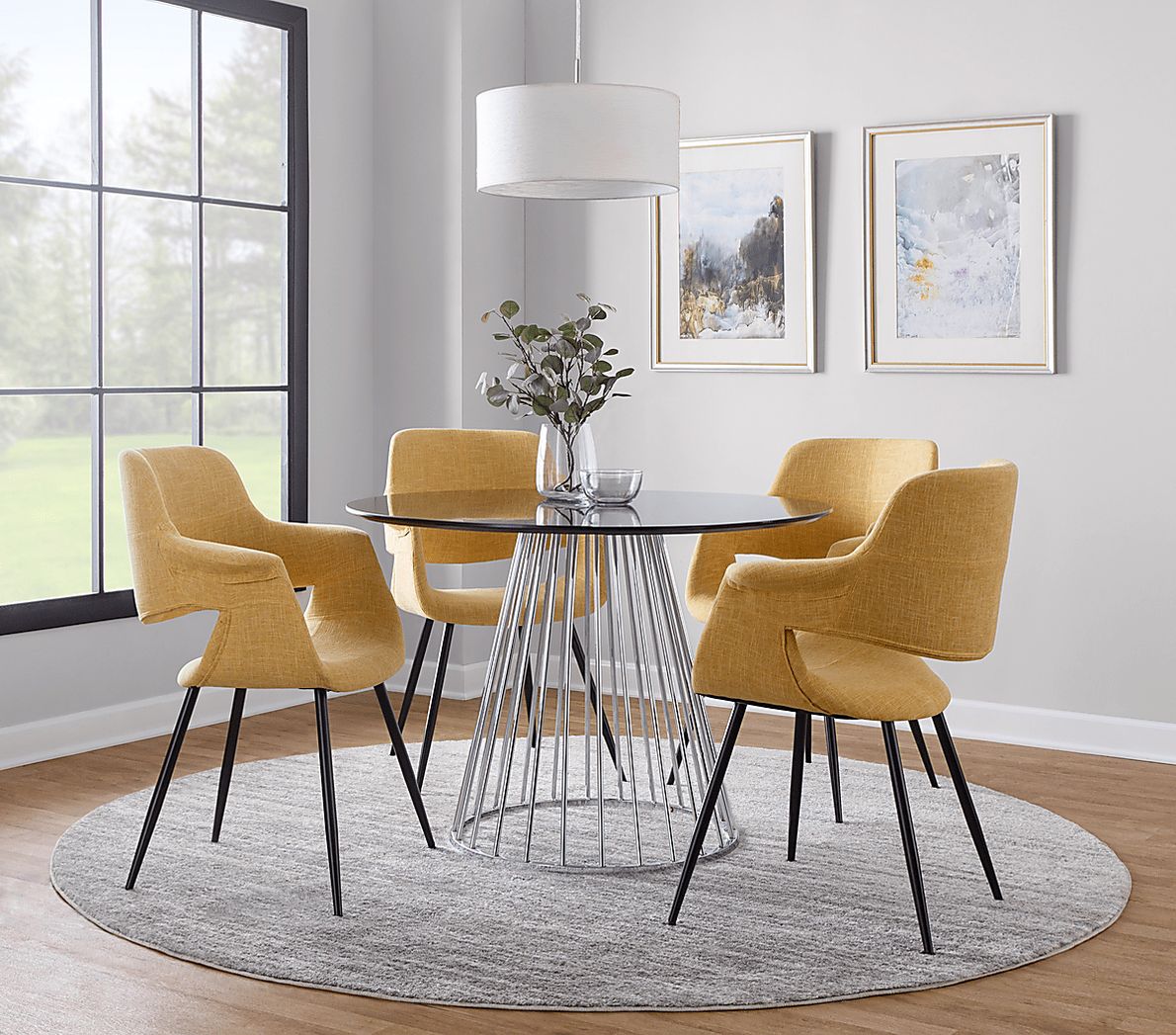 Lafanette IV Yellow Arm Chair, Set of 2