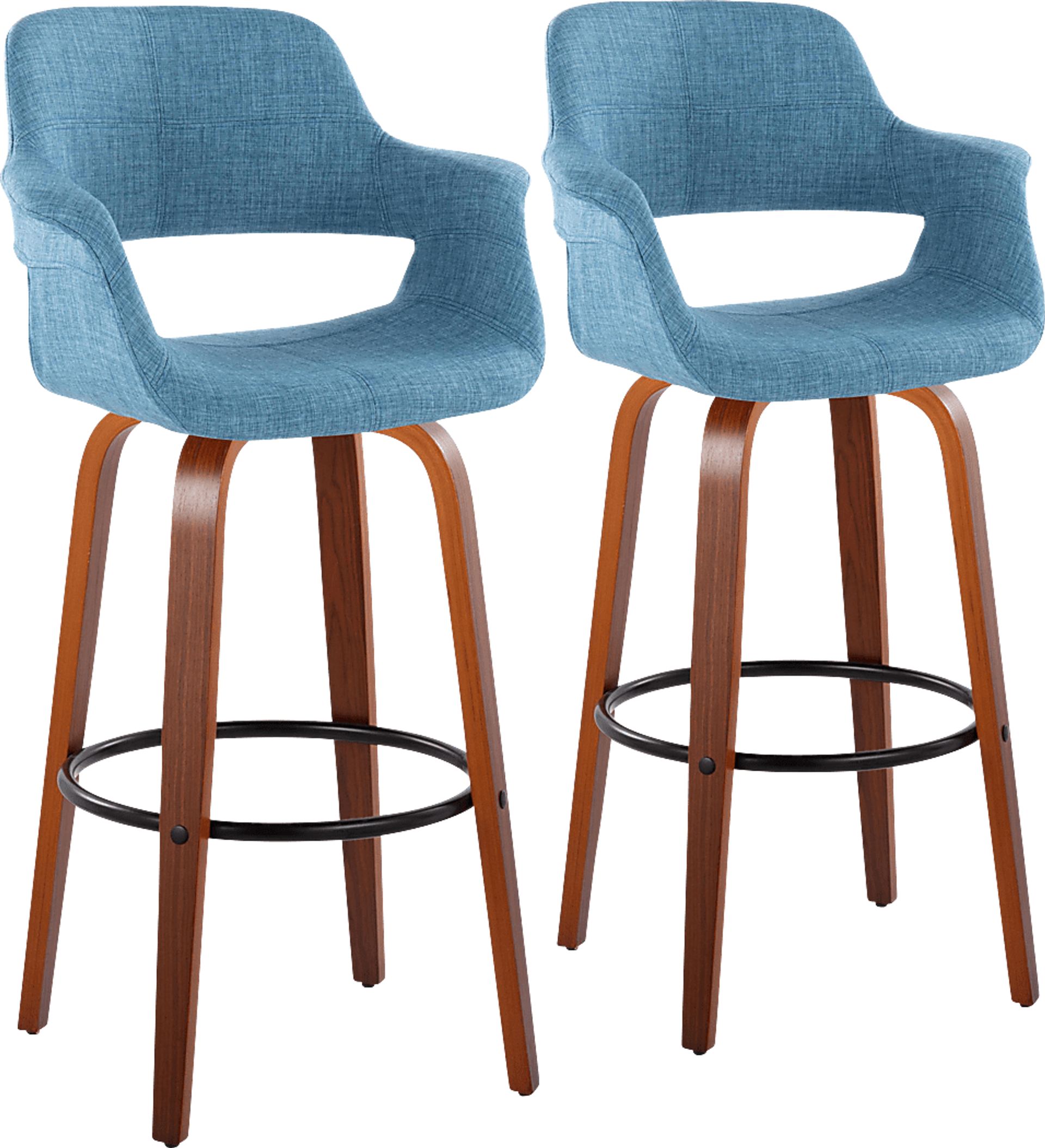 Lafanette V Blue Swivel Barstool, Set of 2 - Image 1