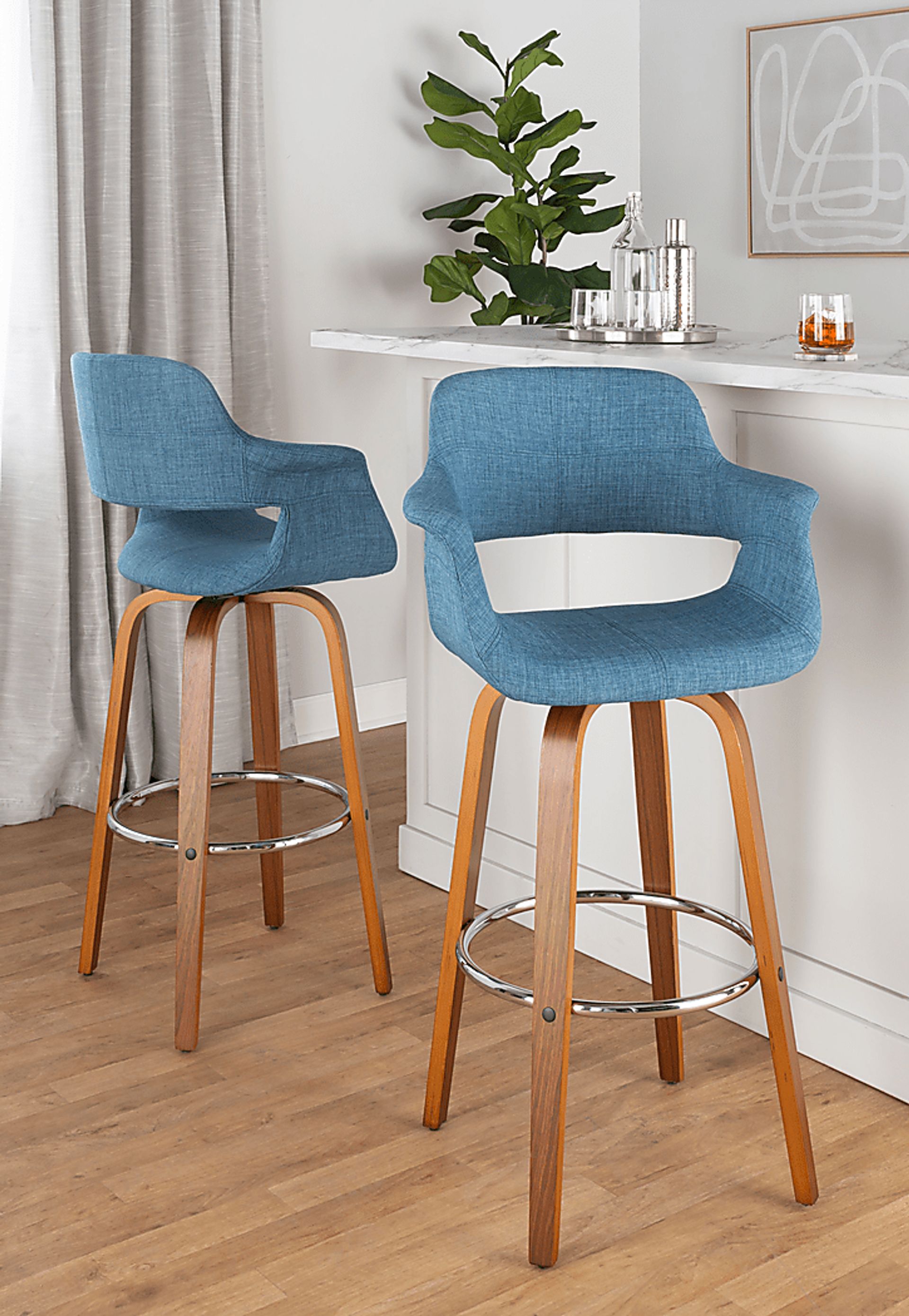 Lafanette V Blue Swivel Barstool, Set of 2 - Image 9