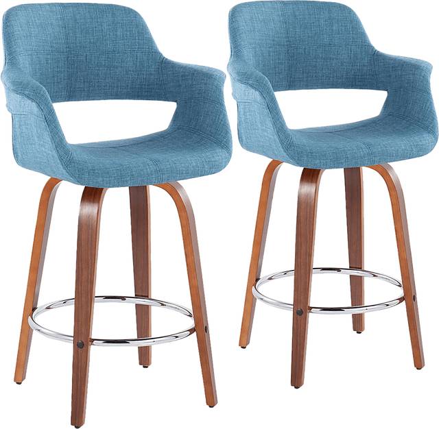 Lafanette V Blue Swivel Counter Height Stool, Set of 2 - Thumbnail - Image 1