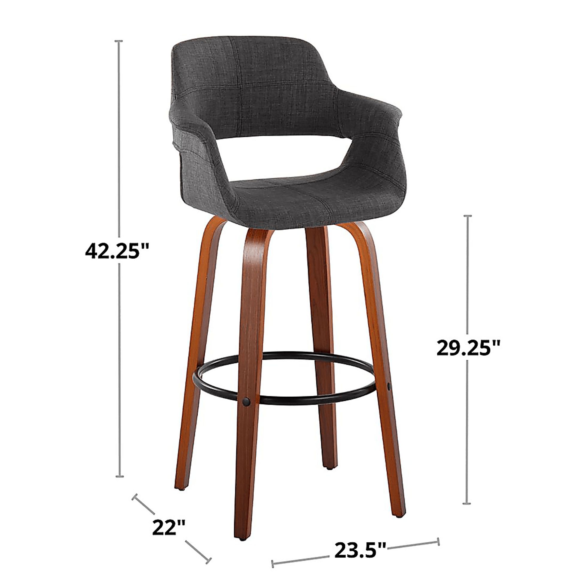 Lafanette V Charcoal Swivel Barstool, Set of 2 - Image 9