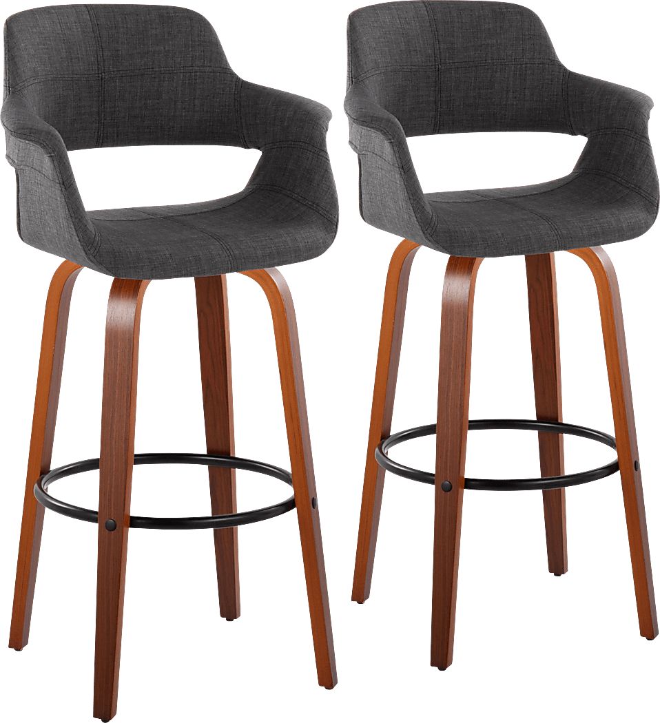 Lafanette V Charcoal Swivel Barstool, Set of 2