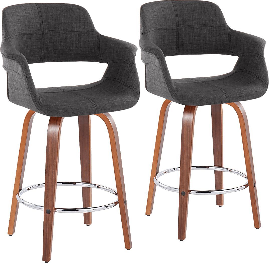 Lafanette V Charcoal Swivel Counter Height Stool, Set of 2