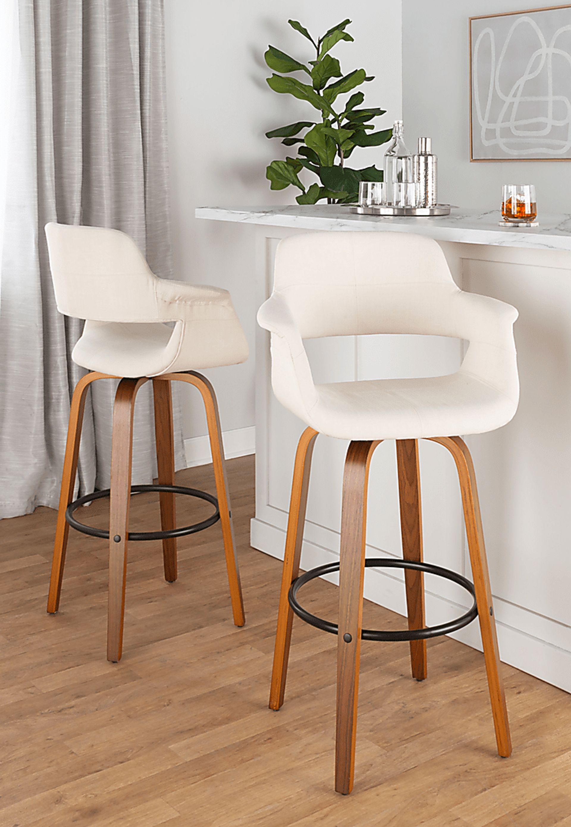 Lafanette V Cream Swivel Barstool, Set of 2 - Image 8