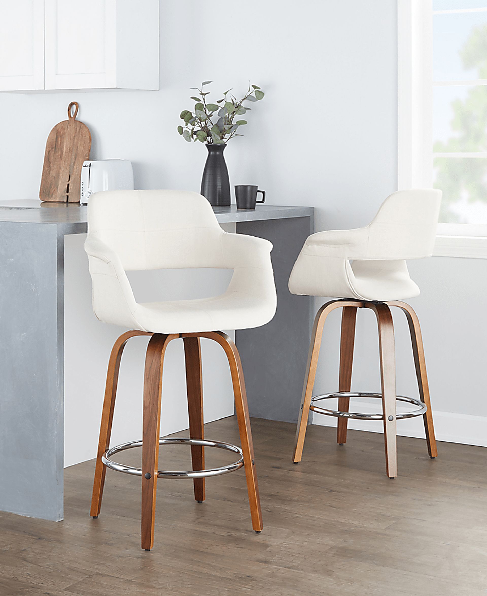Lafanette V Cream Swivel Counter Height Stool, Set of 2 - Image 3