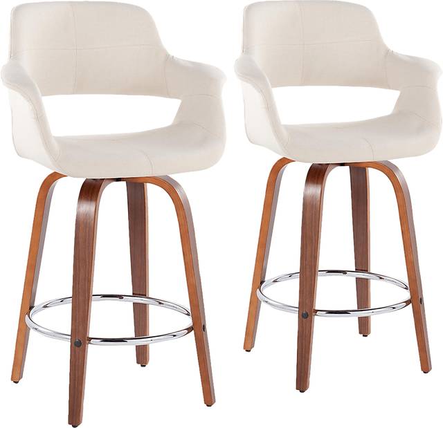 Lafanette V Cream Swivel Counter Height Stool, Set of 2 - Thumbnail - Image 1