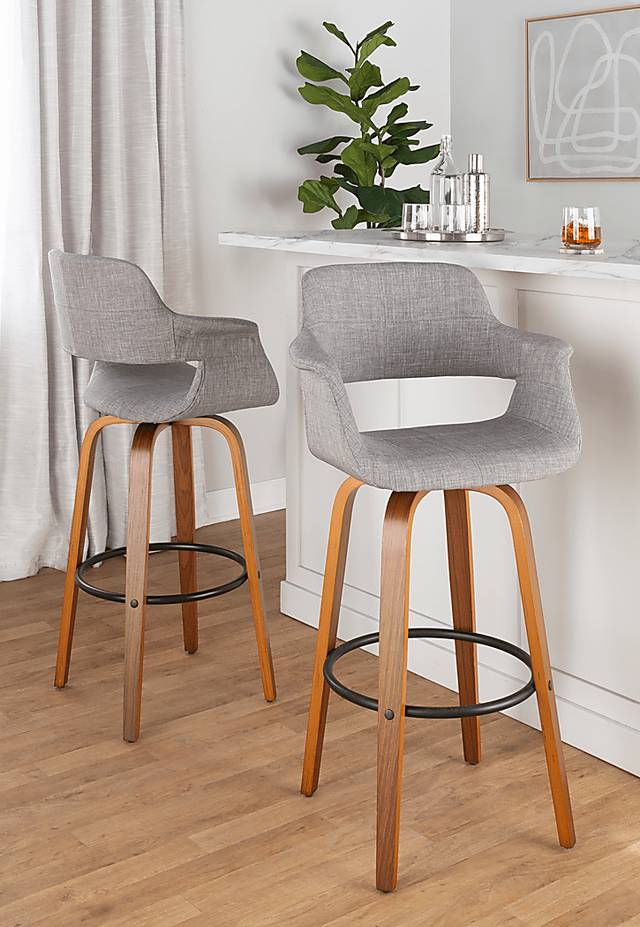Lafanette V Gray Swivel Barstool, Set of 2 - Thumbnail - Image 8