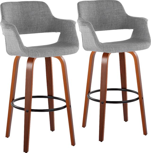 Lafanette V Gray Swivel Barstool, Set of 2 - Thumbnail - Image 1