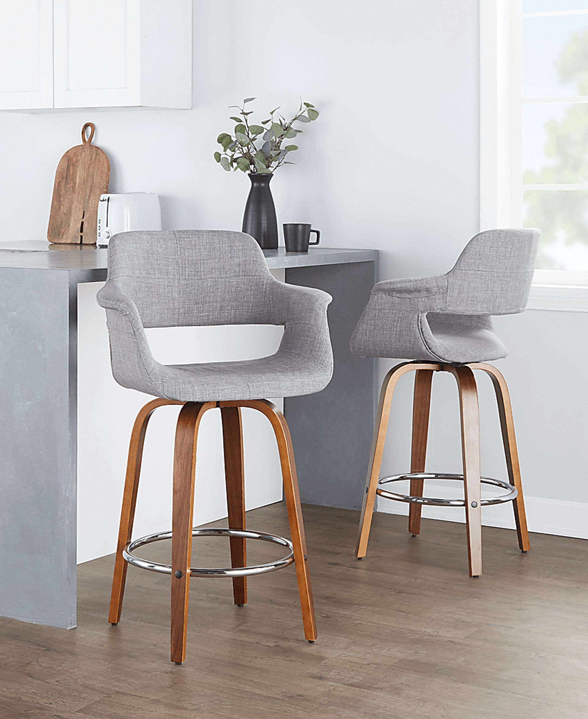 Lafanette V Gray Swivel Counter Height Stool, Set of 2 - Image 3