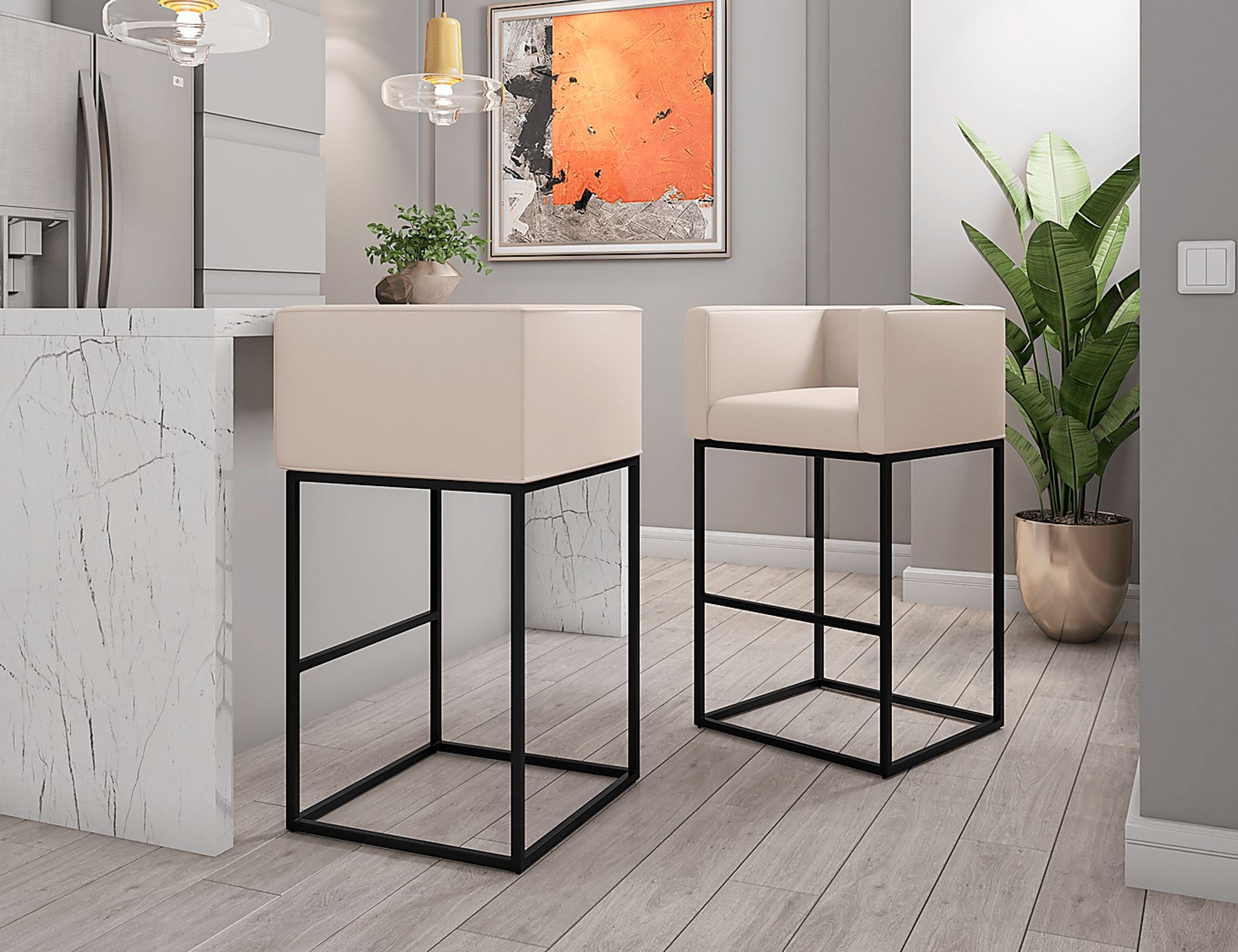 Lafbery Beige Barstool - Image 6