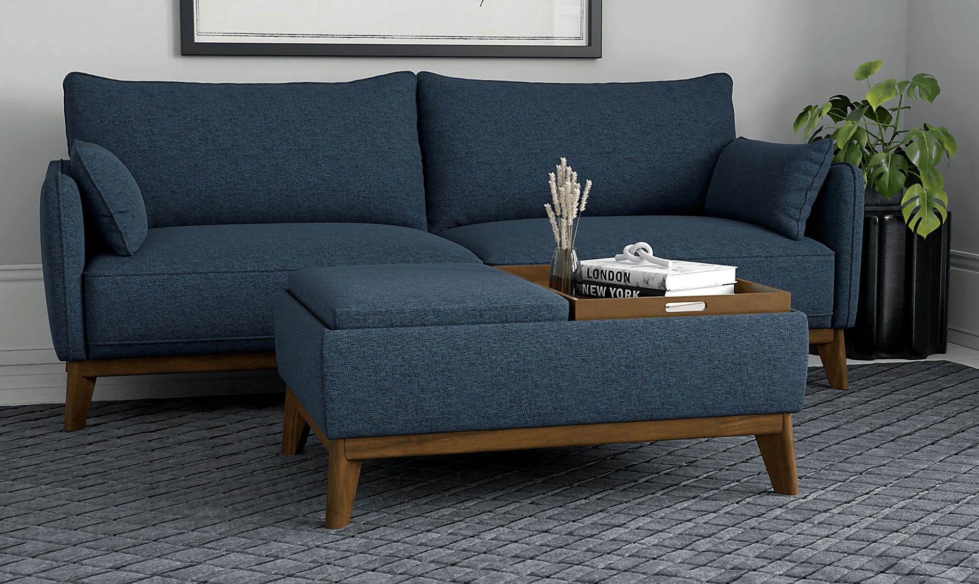 Laffitte Blue Ottoman - Image 2