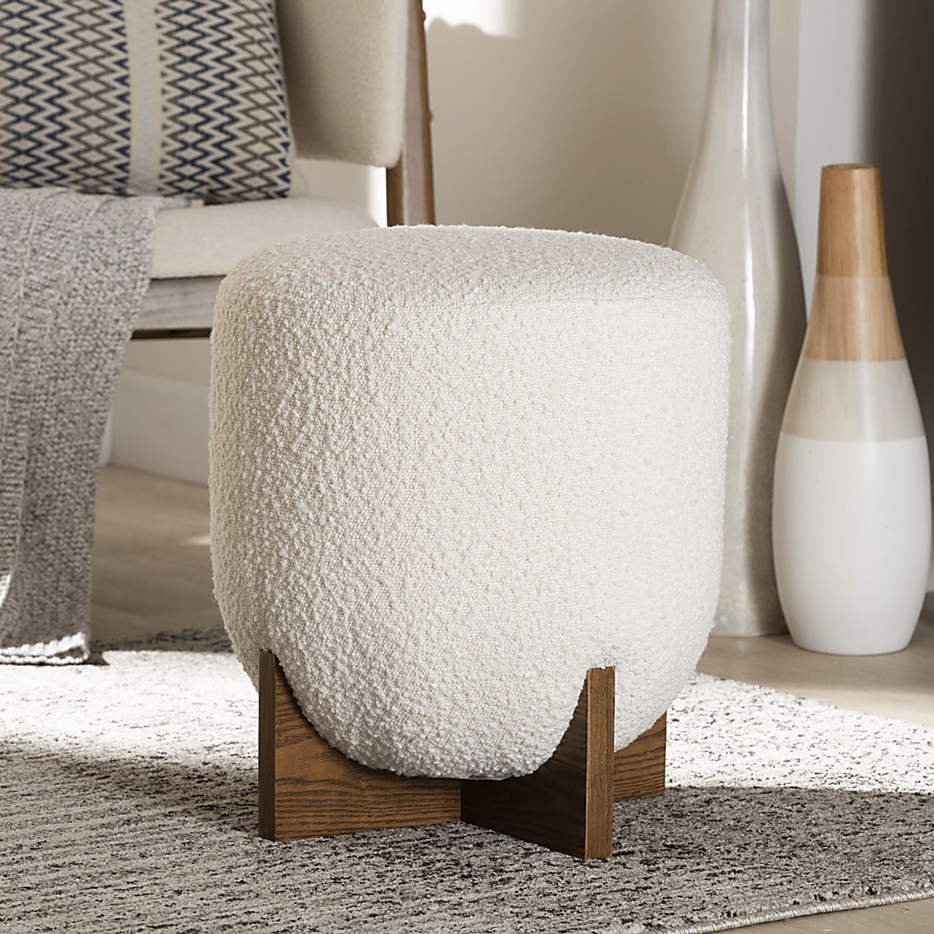 Lafoye Cream Ottoman - Image 2