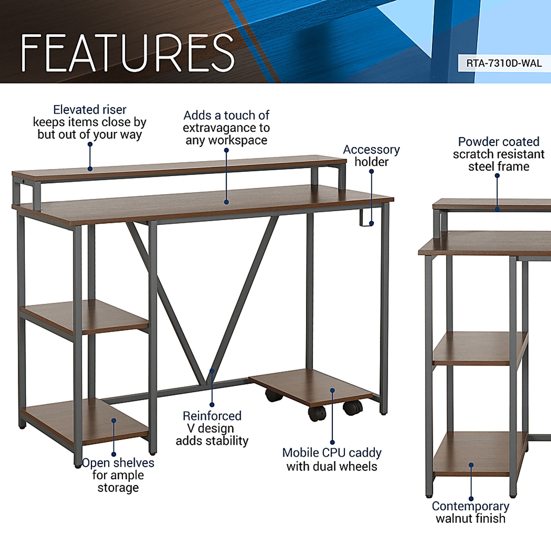 Lagadi Walnut Writing Desk - Image 3